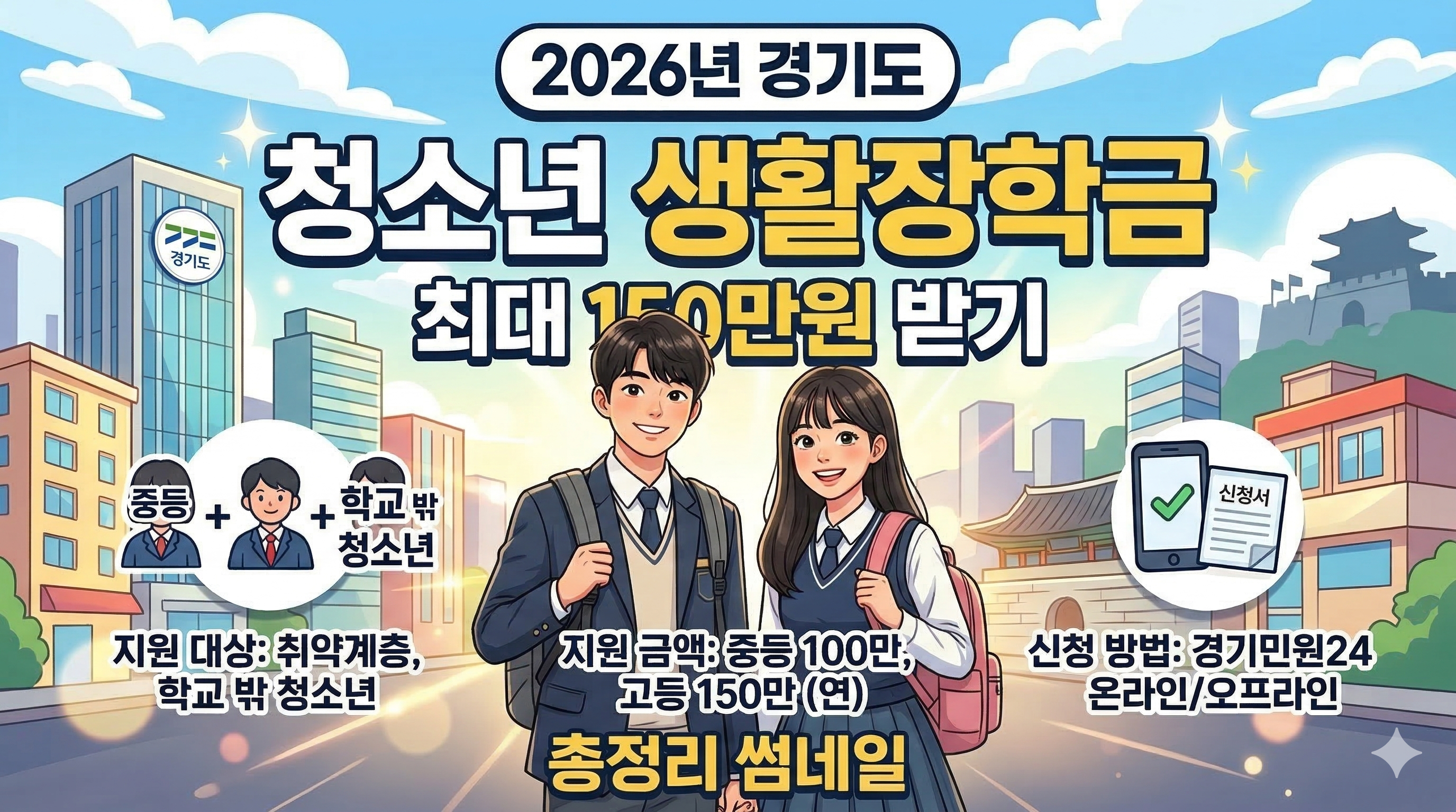 2026년 경기도 청소년 생활장학금 지원 대상, 금액, 신청 방법 총정리