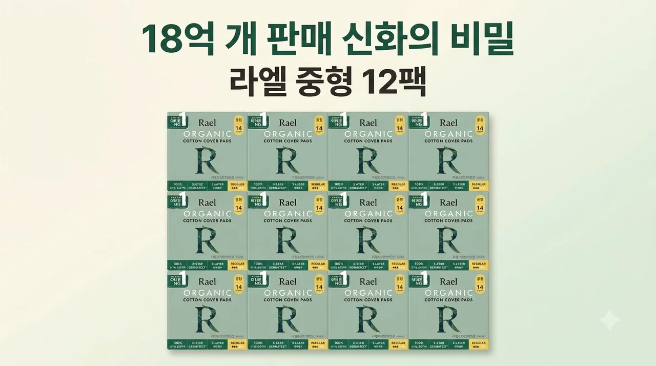 라엘 유기농 순면커버 생리대 중형 12팩, 18억 개 판매 신화의 비밀