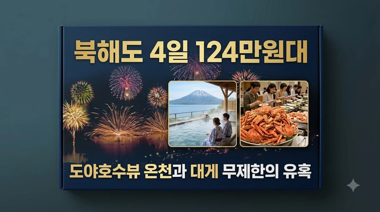 북해도 4일 124만원대, 도야호수뷰 온천과 대게 뷔페 무제한의 유혹
