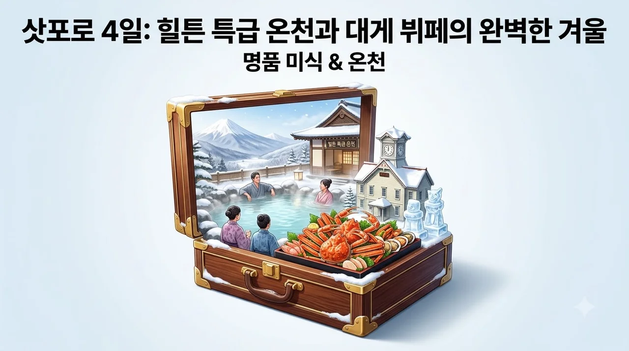 삿포로 4일 114만원, 힐튼 특급 온천과 대게 뷔페의 완벽한 겨울