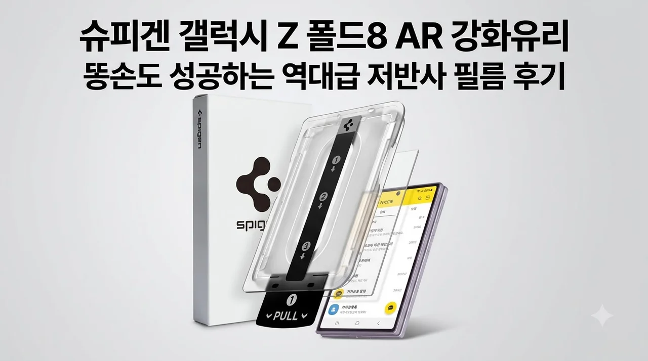 슈피겐 갤럭시 Z 폴드8 AR 강화유리, 똥손도 성공하는 역대급 저반사 필름 후기