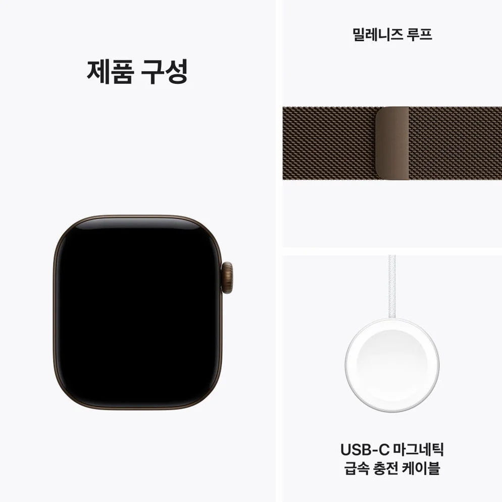 애플 애플워치 12 GPS 알루미늄 다크 브론즈, 42mm, 다크 브론즈 밀레니즈 루프 상세 이미지 1
