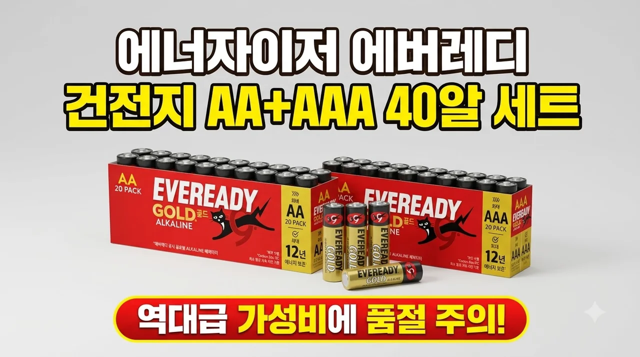 에너자이저 에버레디 건전지 AA AAA 40알 세트, 역대급 가성비에 품절 주의!